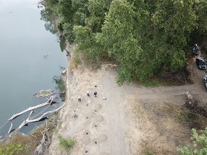 Overhead view of High Sierra Electronics' REMS Levee Erosion Detection System on Sacramento River